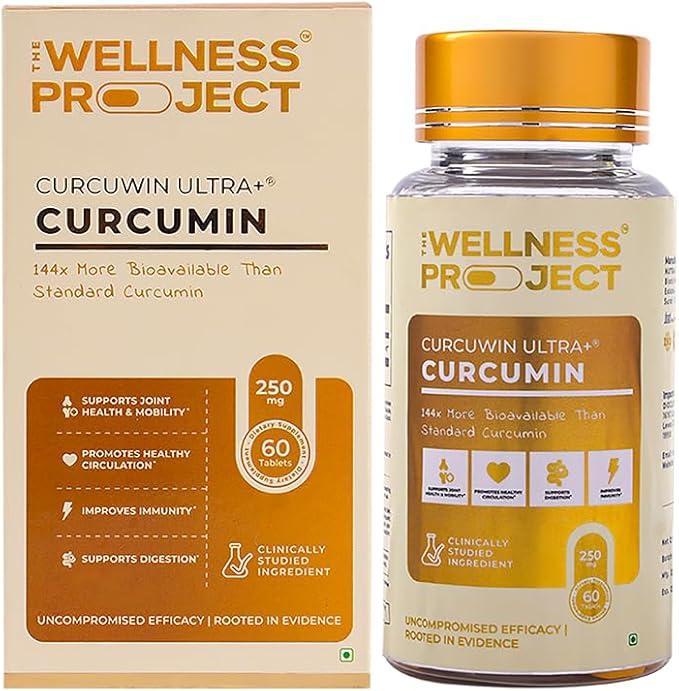 The Wellness Project (TWP Curcumin with Curcuwin Ultra+ 250mg | Supports Joint Muscle &amp Lung Health | for Mobility &amp Recovery | for Women &amp Men | 180 Tablets – 6 Month Supply (180 Count)