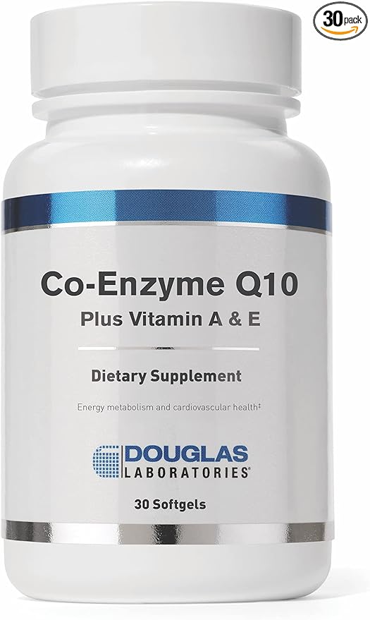 Douglas Laboratories Coenzyme Q10 Plus Vitamin A &amp E | Supports Energy Production and Proper Functioning of Cells | 30 Softgels