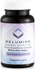 Relumins Advance White Active Glutathione Complex - Max Dose 900mg Glutathione with 6X Boosters ALA &amp NAC - Spring Glow Essentials Anti-Aging Skin Brightening Supplement - 60 Caps x 3 Bottles