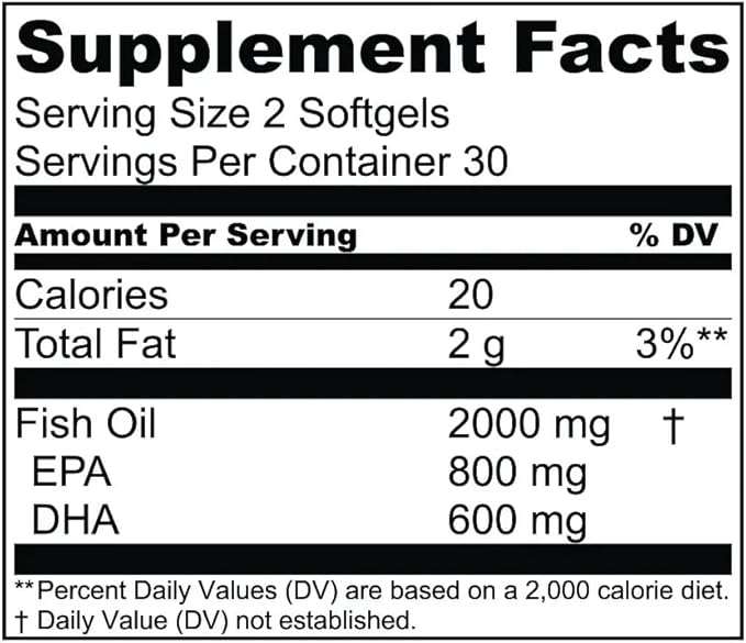 O3 Omega-3 Fish Oil – High Strength Marine Formula – 120 Count
