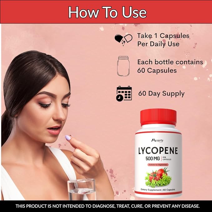 Lycopene | Lycopene Supplements for Men | Lycopene 500mg | lycopene Supplement |Capsules for Men &amp Women - 60 Capsules (Pack 3)
