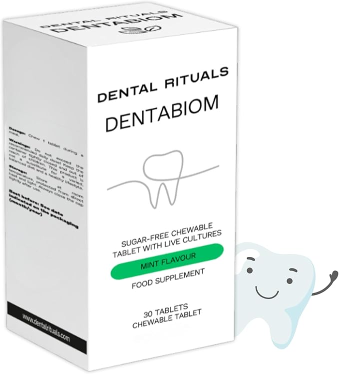Dentabiom Mint – Probiotic Chewable Tablets for Oral Health Sugar-Free 30 Count (Adult - Mint)