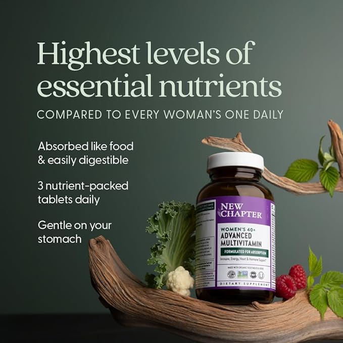 New Chapter Women's Multivitamin 40+ Advanced Formula for HeartHormoneImmune&ampEnergy SupportHigher Levels of Whole-Food Fermented B Vitamins +D3Made Organic Non-GMO Ingredients96 Count (Pack o