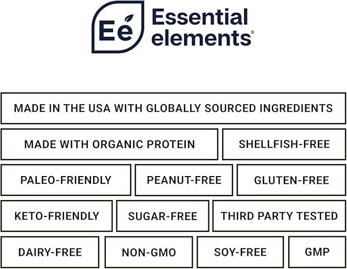Essential Elements Pea Protein Powder - Very Vanilla | Low-carb Plant-Based Vegan Blend - Keto-Friendly and Gluten-Free | 20 Servings 18oz