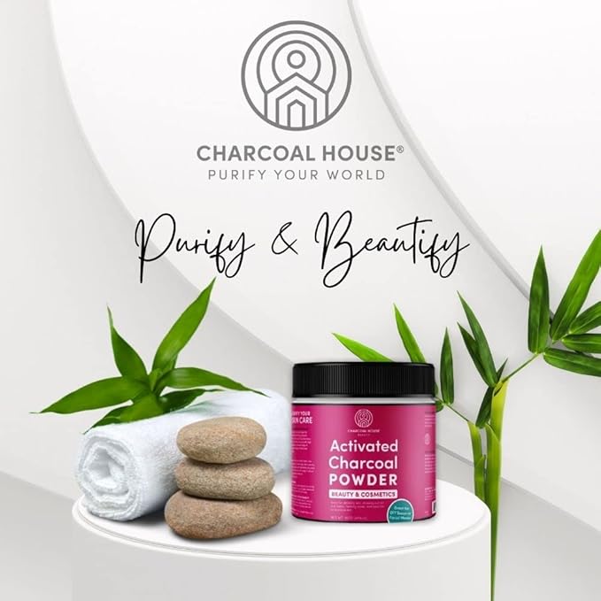 Charcoal House Activated Bamboo Charcoal Powder Food Grade - Beauty &amp Cosmetics - Use in Skin Care Body Scrub Facial Cleanser Soap Making Face Wash &amp Teeth- 11 oz