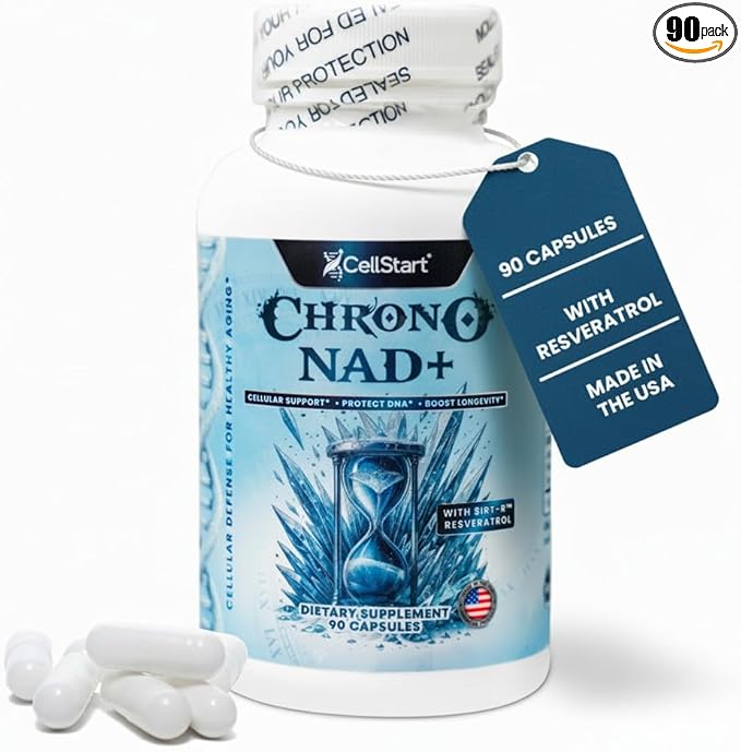 NAD+ Resveratrol Supplement 90 Capsules of 500mg | Anti Aging &amp Cellular Support Supplements for Women &amp Men - NAD Supplement Made in USA (1.5-Month Supply)