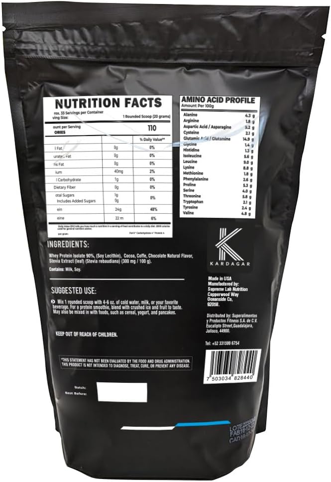 KARDAGAR Premium Whey Protein | Mocha | Whey Protein Isolate | 33 Servings | 2.2 LBS