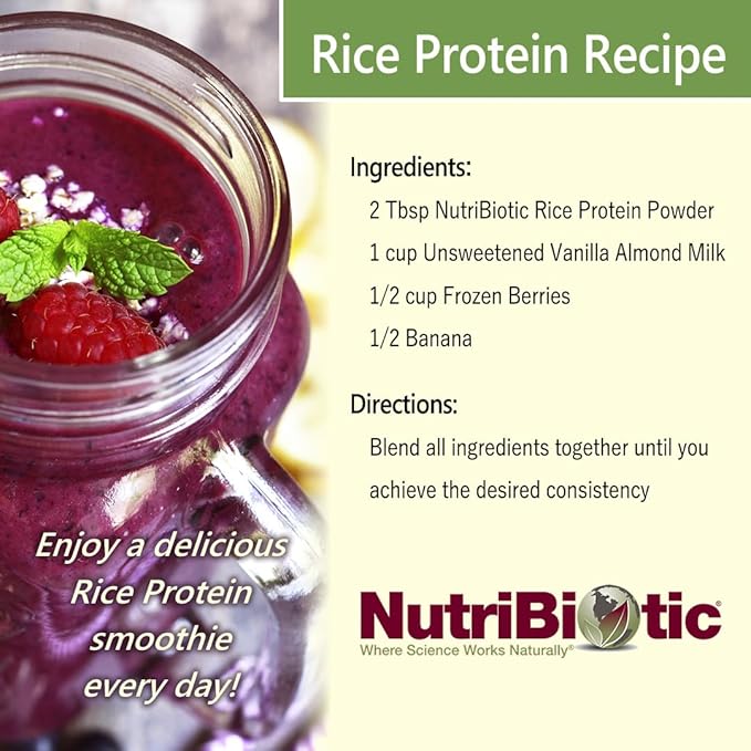 NutriBiotic – Vanilla Rice Protein 1 Lb 5 Oz (600g) | Low Carb Keto-Friendly Vegan Raw Protein Powder | Grown &amp Processed Without Chemicals GMOs or Gluten | Easy to Digest &amp Nutrient-Rich