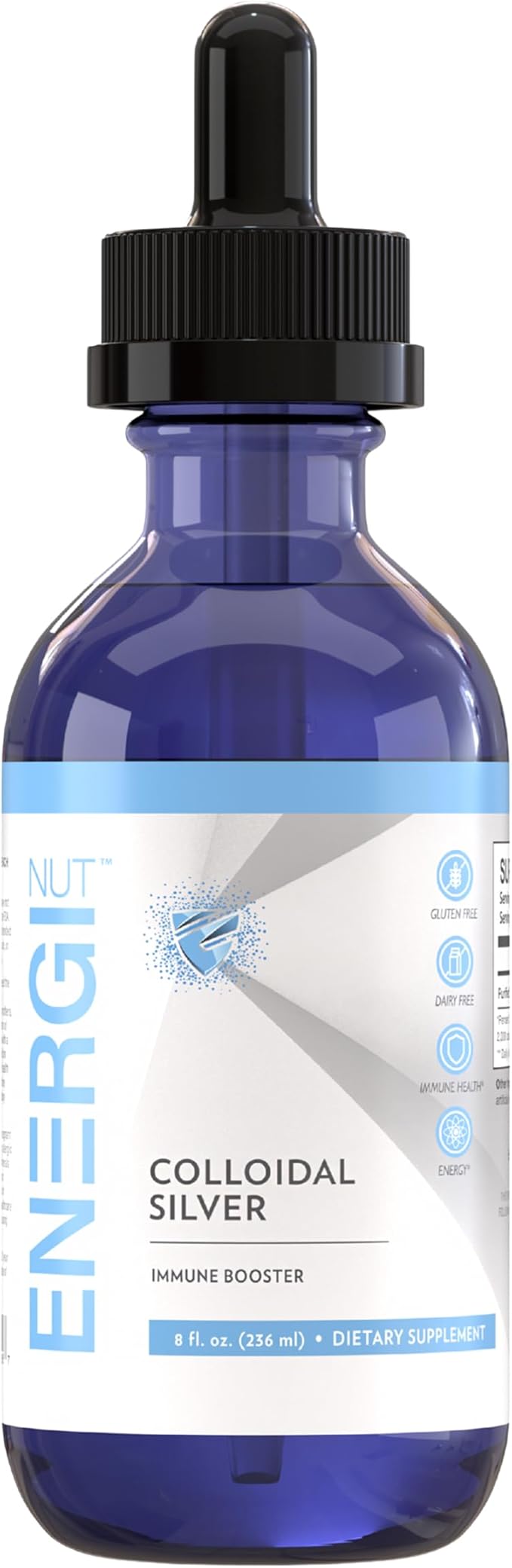 ENERGI Colloidal Silver Liquid Immune Support Supplement Immunity System Supplement for Adults and Kids Colloidal Silver Drops or Spray 8 Fl Oz Bottle