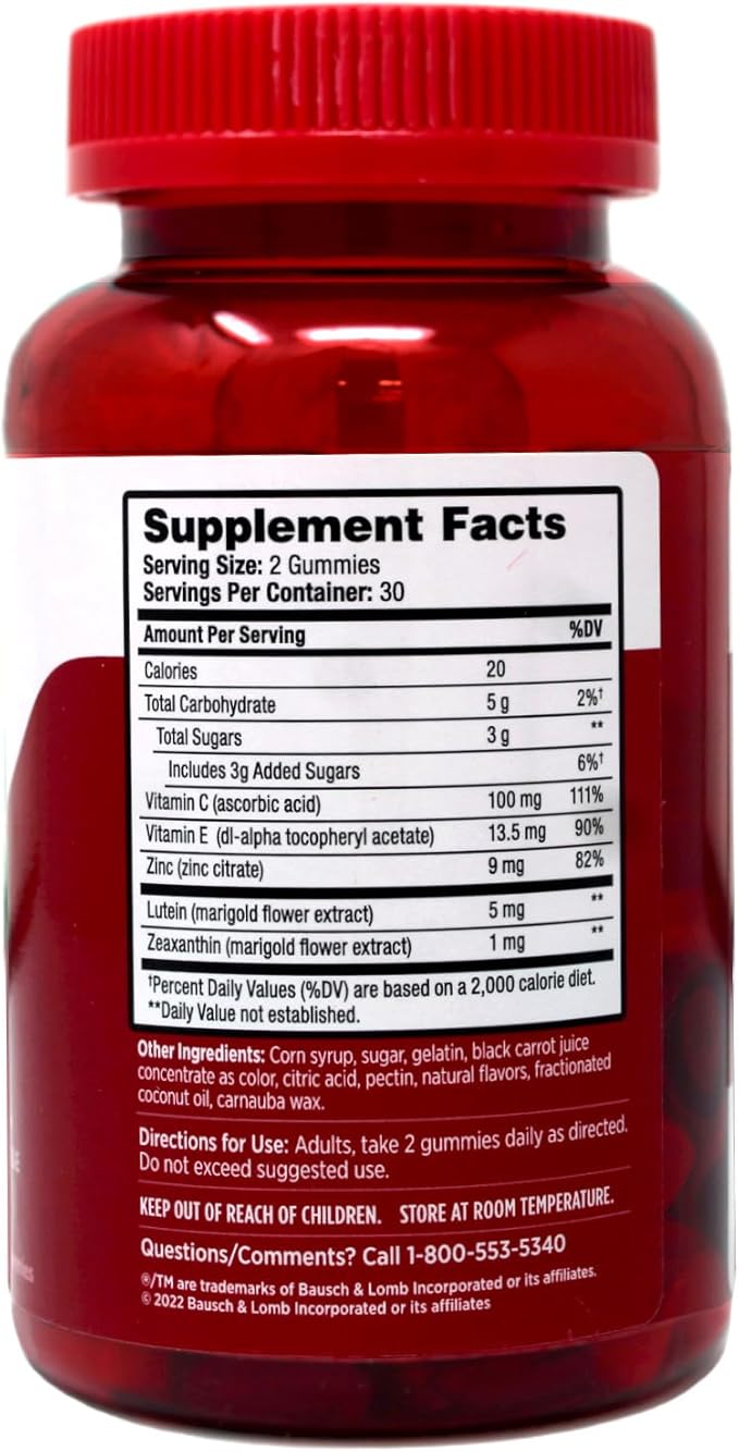 Ocuvite Eye Health Gummies Mixed Fruit Flavors 60 Count (Pack of 2)