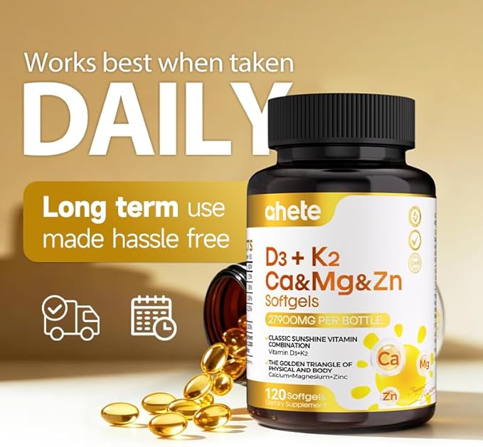 Vitamin D3 K2 Magnesium 10000 IU 120 mcg K2 Capsules 60 Count (Packs of 2) | with VIT B6 Zinc &amp Quercetin | D3K2 Supports Superior Absorption Energy Immune Muscle Health for Men &amp Women
