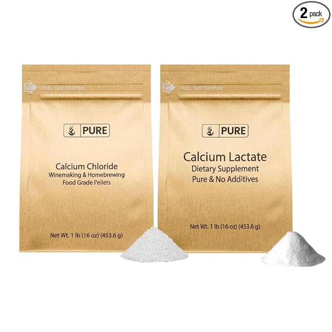 Pure Original Ingredients Calcium Chloride &amp Calcium Lactate Bundle (1lb) Dietary Supplements Fine Powders