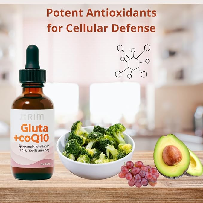 xrim Gluta+CoQ10 – Liposomal Glutathione with CoQ10 PQQ Alpha Lipoic Acid &amp Riboflavin | Antioxidant Support &amp Cellular Function – 30 Servings (2oz Liquid)