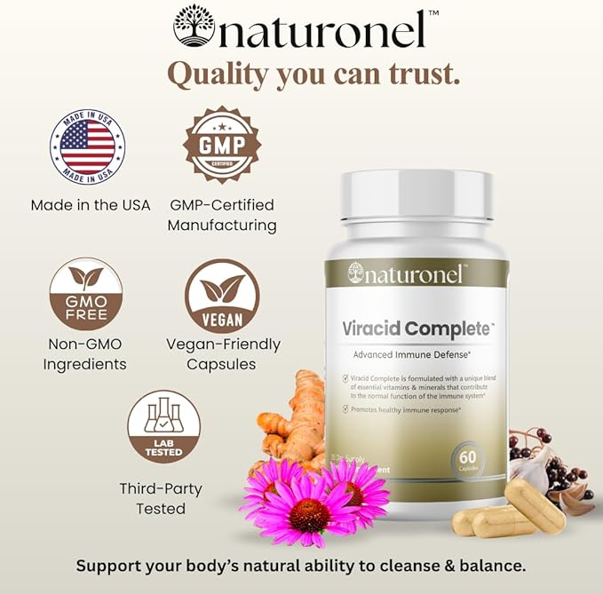 Viracid Complete (3 Pack) Comprehensive Immune Formula with Elderberry Echinacea Garlic Zinc L-Glutamine &amp Turmeric 95% Curcuminoids | Premium Supplement Made in USA GMP Certified