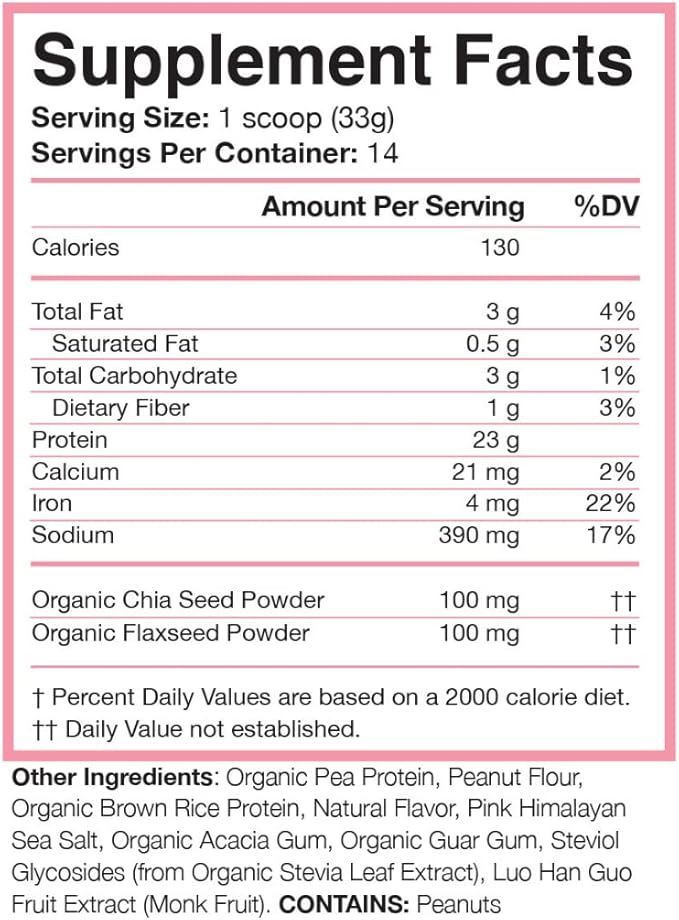 Love Sweat Fitness Organic Vegan Protein Powder for Women | 23g Plant Protein | No Bloat No Chalk | Peanut Butter | Gluten Free Non-GMO | 14 Servings