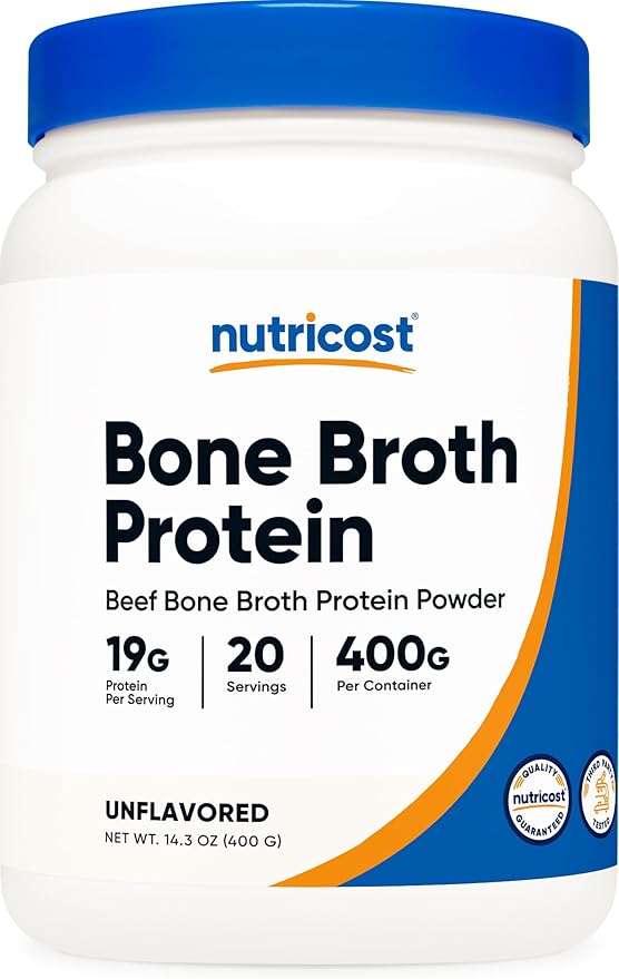 Nutricost Beef Bone Broth Protein Powder Unflavored (20 Servings) - Gluten-Free GMO-Free