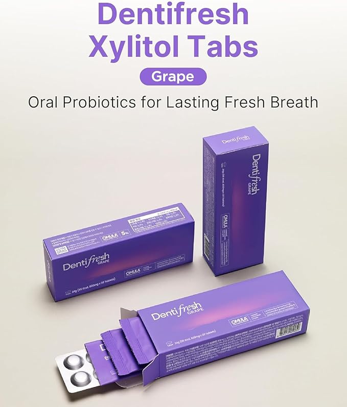 K-Nutra Dentifresh Grape Xylitol Tablets 30 Count + Daily Synbiotic+ 30 Capsules Bundle with 4 Billion CFU Oral Probiotics and 100 Billion CFU Gut Support Formula