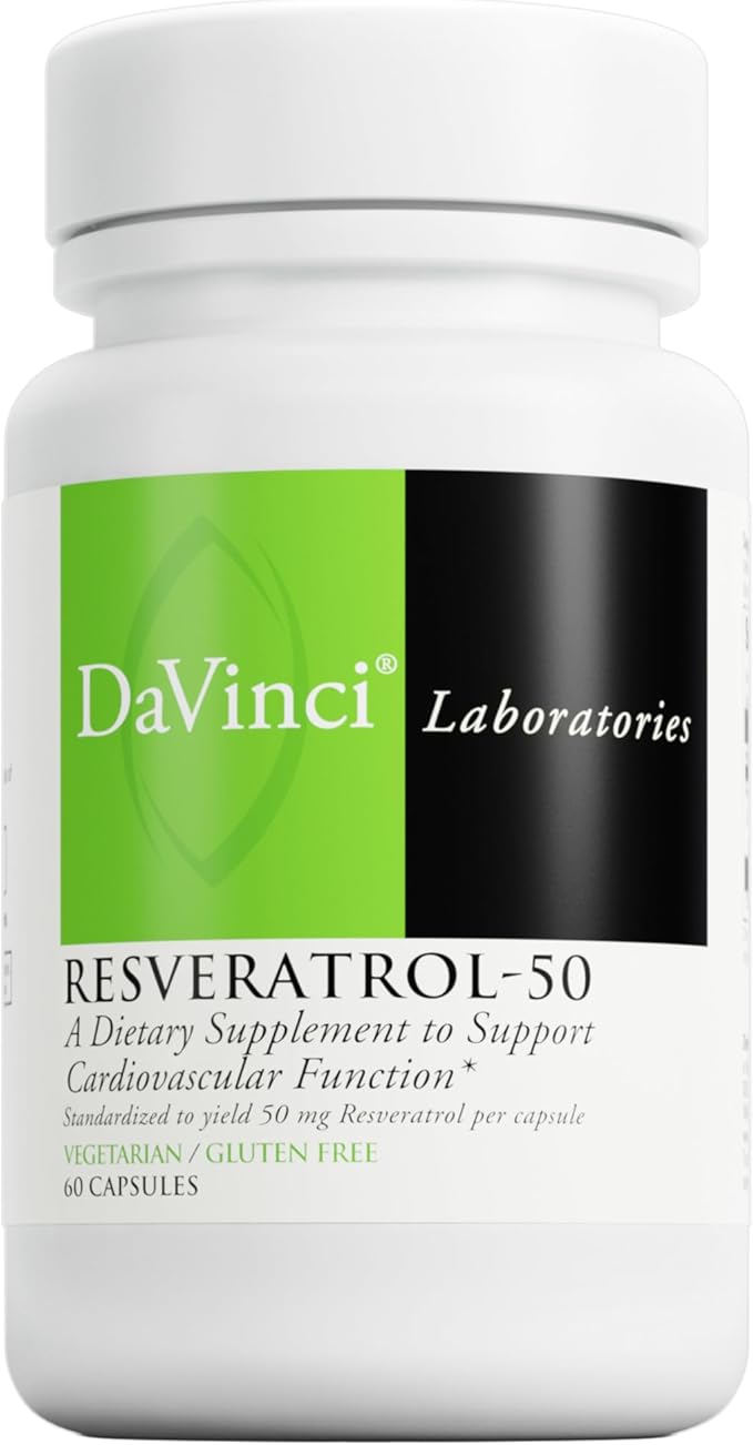 DAVINCI Labs Resveratrol-50 - Helps Support Immune System Bone Health &amp Heart Health with Resveratrol* - Gluten-Free &amp Vegetarian - 60 Capsules