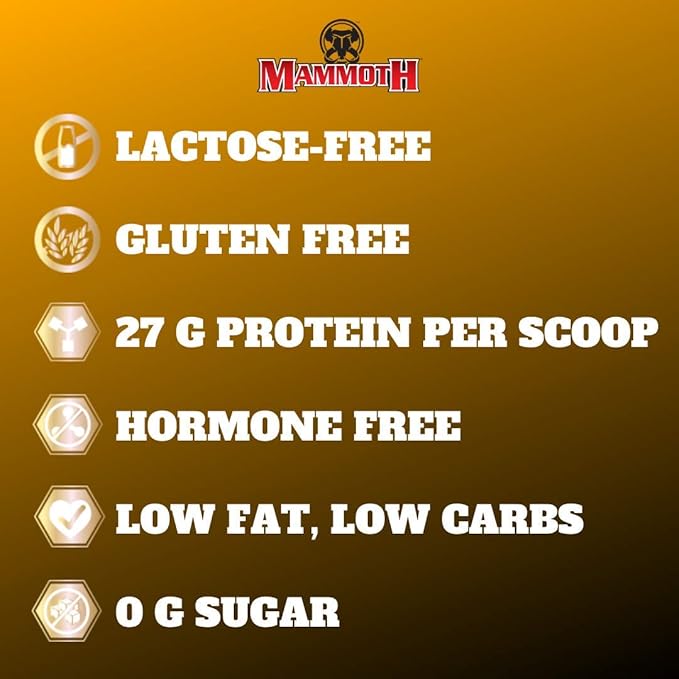 Mammoth Iso-Rush Premium Whey Protein Isolate Fast-Digesting Hormone Free Cross Flow Micro-Filtered (CFM) Sugar Free Bioactive Lactose Free Gluten Free 5 LB (Vanilla Ice Cream)