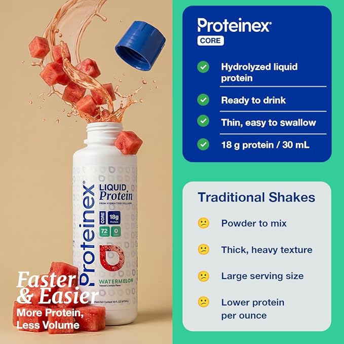 Proteinex Medical Grade Liquid Hydrolized Collagen Protein - Women and Men for Healthy Skin Hair and Nails Zero Sugars &amp Ready to Drink Protein Drink (30 Fl Oz Watermelon)