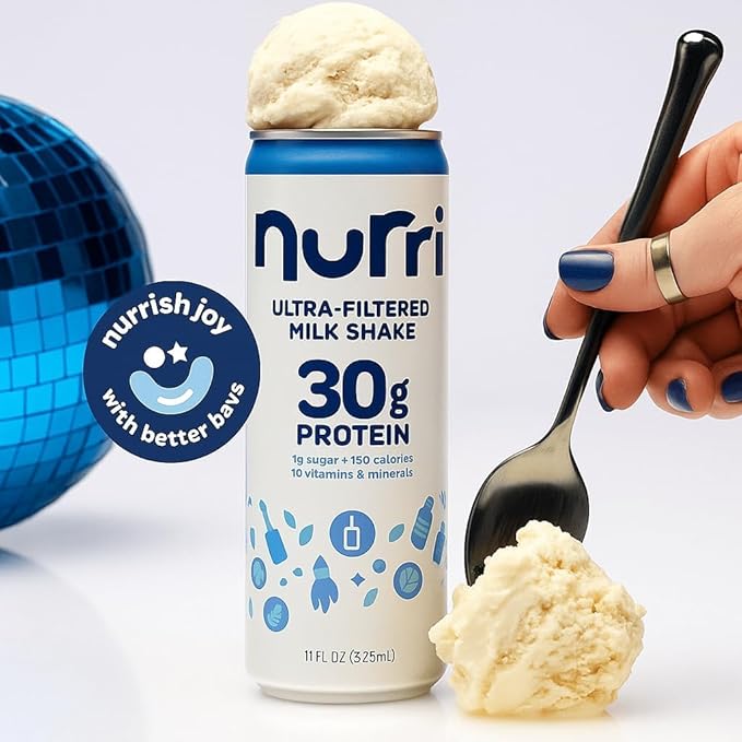 Nurri vanilla 12-Pack Ulta Filtered Milk Shake 30g Protein 1g Sugar 150 Calories 10 Vitamins Grade A Lactose Free (12 Pack Vanilla) SHIPPING BOX Elesbão 22