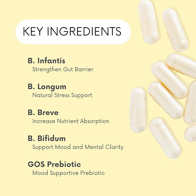 Probiotics 30 Billion CFU - Bifidus Mood Support Supplement w/prebiotics &amp probiotics for Women and Men - Mood &amp Digestion Support- Histamine Free - Natural Mood Boost - 60 Days Supply Non-GM