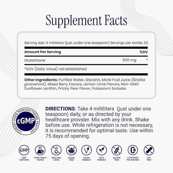 Rho Nutrition Liposomal Glutathione - Ultra High Absorption Liquid Glutathione Supplement - Supports Natural Detoxification Immune System Skin Health Mental Clarity &amp Overall Well-Being - 3-Pac