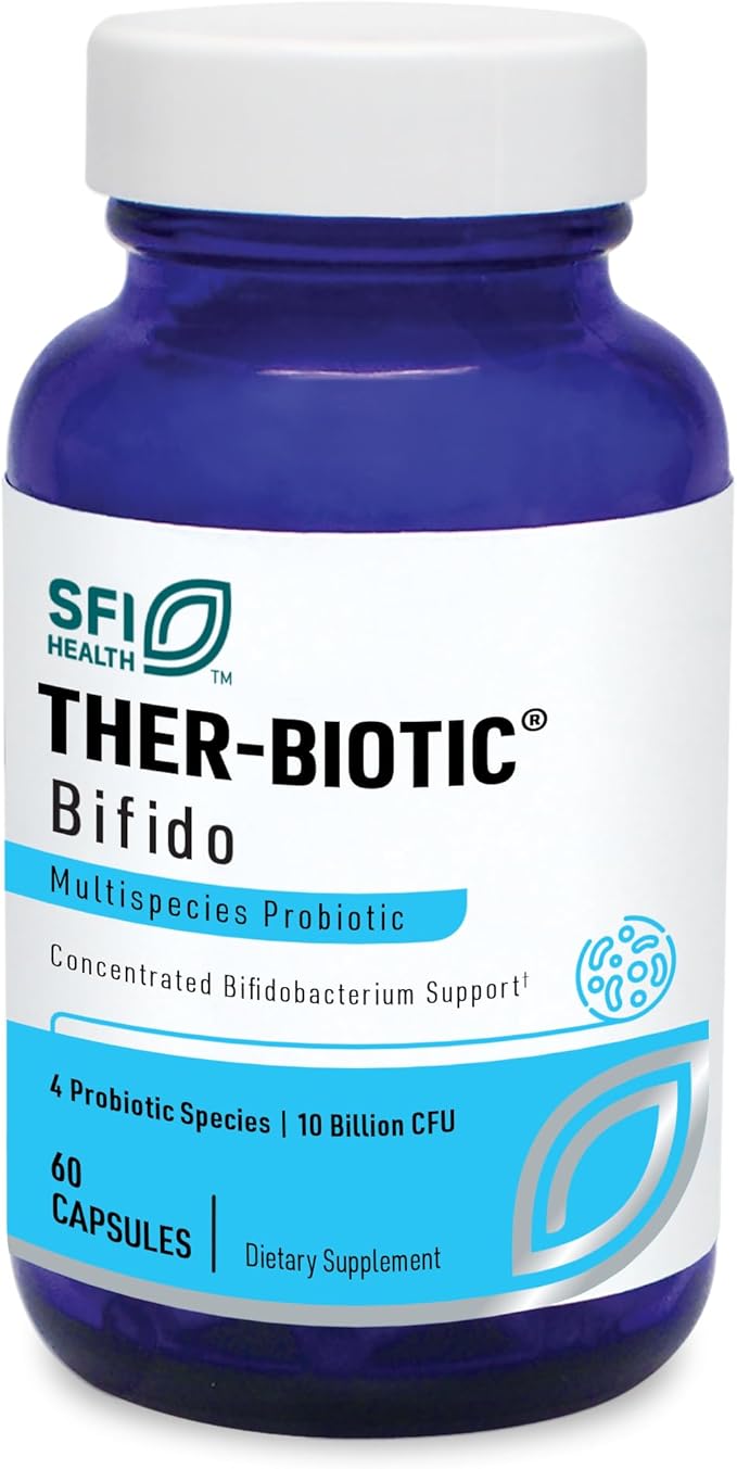 Klaire Labs SFI Health Ther-Biotic Factor 4-10b CFU Bifidobacterium Bifidum Probiotic with Breve Lactis &amp Longum - Immune + Gut Health Support - Hypoallergenic Bifidobacterium Probiotic (60 Caps)