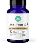 Ora Organic Probiotics with Prebiotics - 52 Billion CFU 11 Clinically Studied Strains for Digestive Health Trust Your Gut Gluten Free 60 Capsules