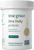 True Grace One Daily Probiotic - 30 Vegetarian Capsules - 90 Billion CFU - Gut Digestive &amp Immune Health Support Blend with Prebiotic Fiber - Gluten &amp Soy Free