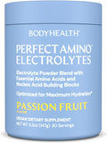 BodyHealth PerfectAmino Electrolytes Powder No Sugar Hydration Fasting Keto Zero Sugar Electrolytes Drink Mix with Trace Minerals - Passion Fruit - 30 Servings