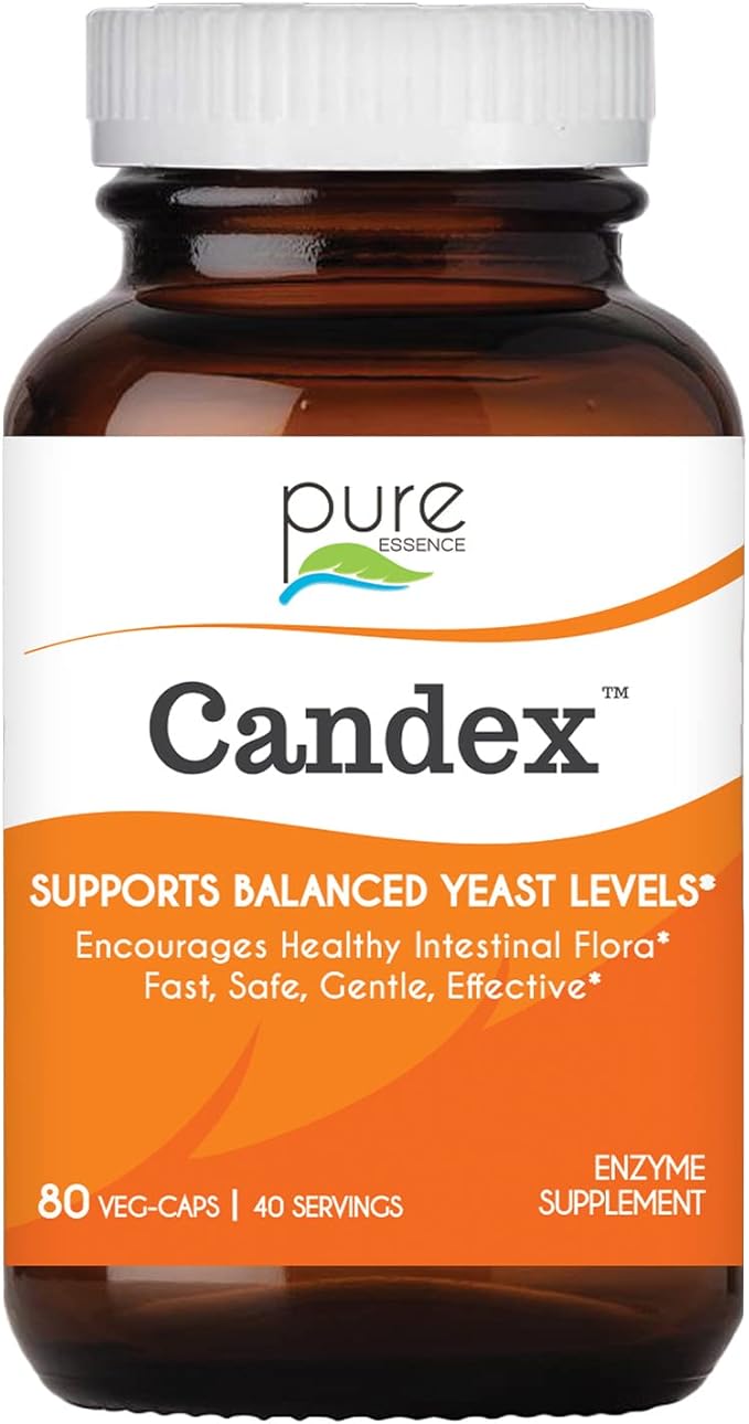 Pure Essence Candex Supplement - Yeast Overgrowth Supplement with Digestive Enzymes Yeast Infection Probiotic Treatment for Men and Women - 80 Capsules