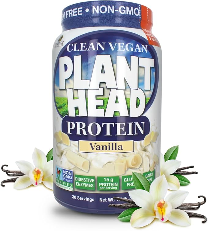 Genceutic Natural's Plant Head Real Meal Dietary Supplement | Supports a Healthy Lifestyle | Vegan Gluten-Free &amp Lactose-Free | Vanilla 1.7bs