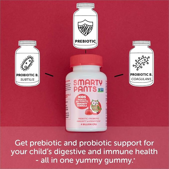SmartyPants Teen Girl Multivitamin Gummies: Omega 3 Fish Oil (EPA/DHA) Vitamin D3 C Vitamin B12 &amp Kids Probiotic Immunity Gummies: Prebiotics &amp Probiotics for Digestive Health
