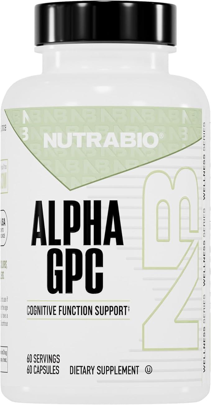 NutraBio Alpha GPC Brain Support &amp Improved Memory Function 300mg - 60 Vegetable Capsules