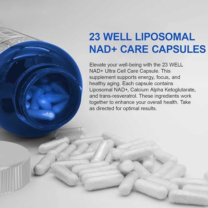 NAD+ Ultra Cell Care Capsules with Liposomal NAD+ Calcium Alpha Ketoglutarate &amp Trans-Resveratrol 60 Capsules Supplements