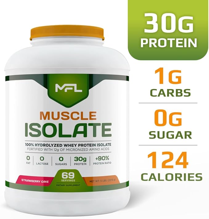 MFL 100% Pure Isolate Protein 5 lbs l 30g of Protein l 12g Amino Acids l Keto Friendly l Low Carbs | 69 Servings