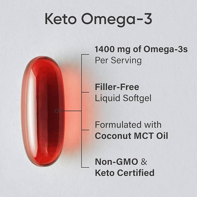 Sports Research Keto Omega Fish Oil with Wild Sockeye Salmon Antarctic Krill Oil Astaxanthin &amp Coconut MCT Oil - 1200mg of EPA &amp DHA per Serving | Keto Certified &amp Non-GMO Verified (120