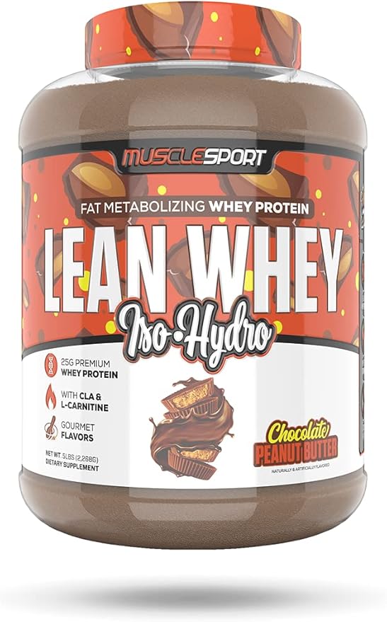 Musclesport Lean Whey Revolution™ Protein Powder - Whey Protein Isolate - Low Calorie Low Carb Low Fat Incredible Flavors - 25g Protein per Scoop - 5lb Chocolate Peanut Butter