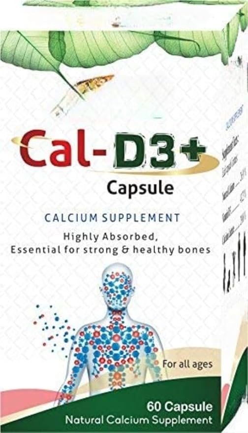 Cal D3+ Capsule for Calcium Supplement Highly Absorbed Essential for Strong &amp Healthy Joints 60 Counts