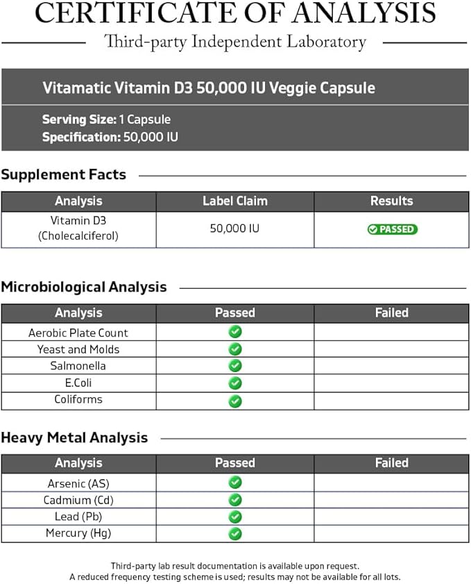 Vitamatic 3 Pack Vitamin D3 50000 IU (as Cholecalciferol) Once Weekly Dose 1250 mcg 60 Veggie Capsules 1 Year Supply Progressive Formula Helping Vitamin D Deficiencies
