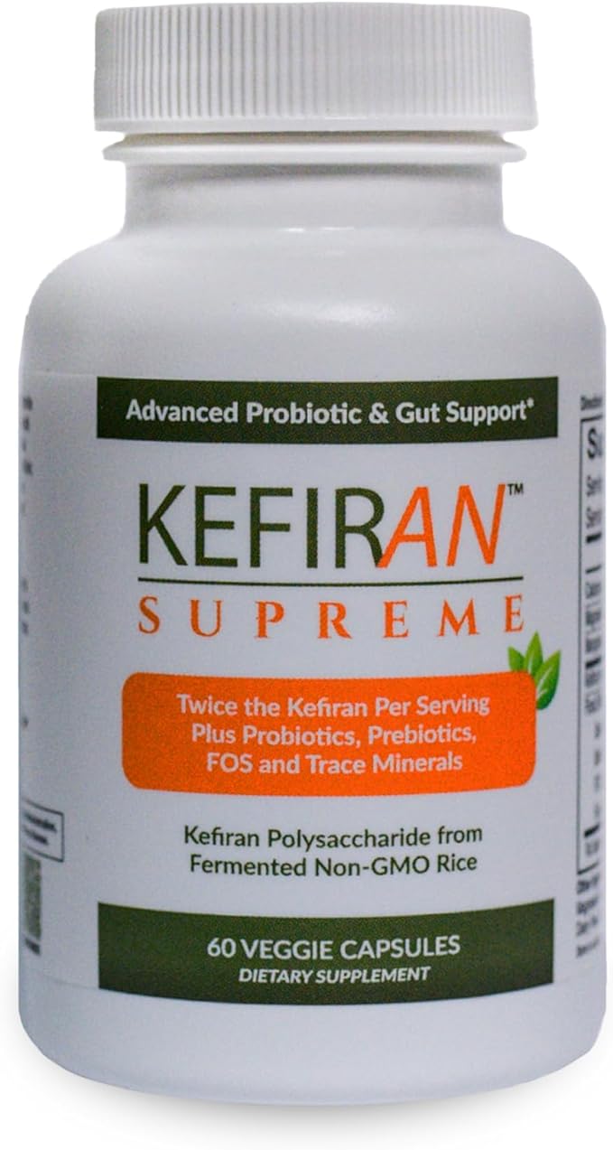 Lane Innovative Kefiran Supreme – Concentrated Kefir-Derived Synbiotic with 2× Kefiran Probiotics &amp Prebiotics Vegetable Capsules Gluten-Free 30 Servings