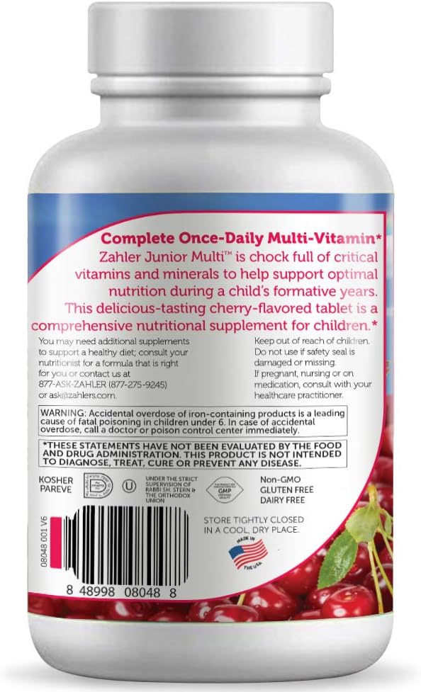 Zahler Junior Multi™ Complete Once-Daily Multi-Vitamin Natural Cherry 180 Chewable Tablets