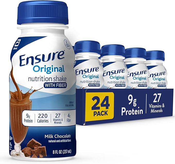 Ensure High Protein Nutritional Shake With Fiber 16g Protein Meal Replacement Shakes &amp Ensure Original Milk Chocolate Nutrition Shake With Fiber | Meal Replacement Shake | 24 Pack