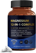 Puravita Magnesium Complex 700mg 12 in 1 Magnesium Supplement with Glycinate Citrate Malate &amp More | Easy Absorption Energy Support Vegan &amp Non-GMO | 120 Capsules (1pc)
