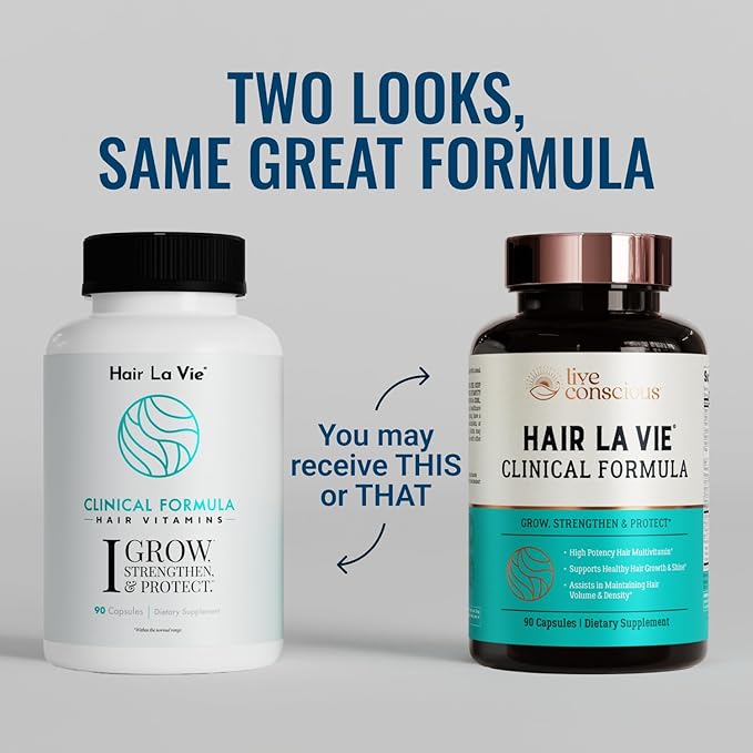 Hair La Vie Live Conscious Clinical Formula Hair Growth Vitamins for Women and Men w/Biotin Collagen &amp Saw Palmetto (Pack of 1)