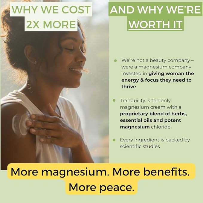 Rooted In Magnesium Cream with Ashwagandha – Calming Botanical Body Lotion – High-Concentration Topical Magnesium for Daily Relaxation &amp Skin Nourishment – 4oz Glass Jar