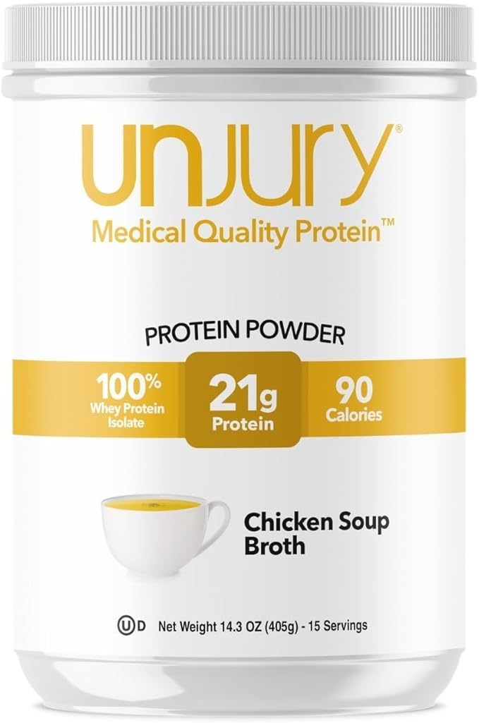 Unjury Whey Protein Powder | Chicken Soup Flavored High Protein Soup | 21g 100% Whey Isolate Protein Powder | Low Carb and Sugar Free | Gluten Free | Certified Kosher | 15 Servings
