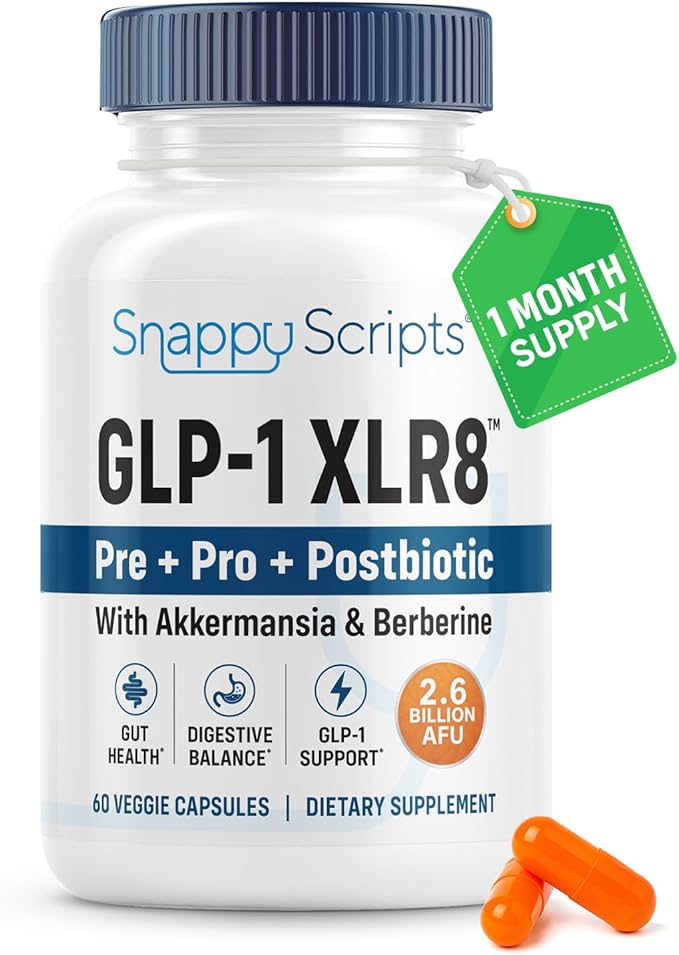GLP-1 XLR8 Supplement for Weight Loss Digestion Constipation Bloating Relief with Akkermansia 2.6 Billion AFU Live Prebiotic Probiotic Postbiotic Gut Health + Berberine for Women Men 60 Capsules
