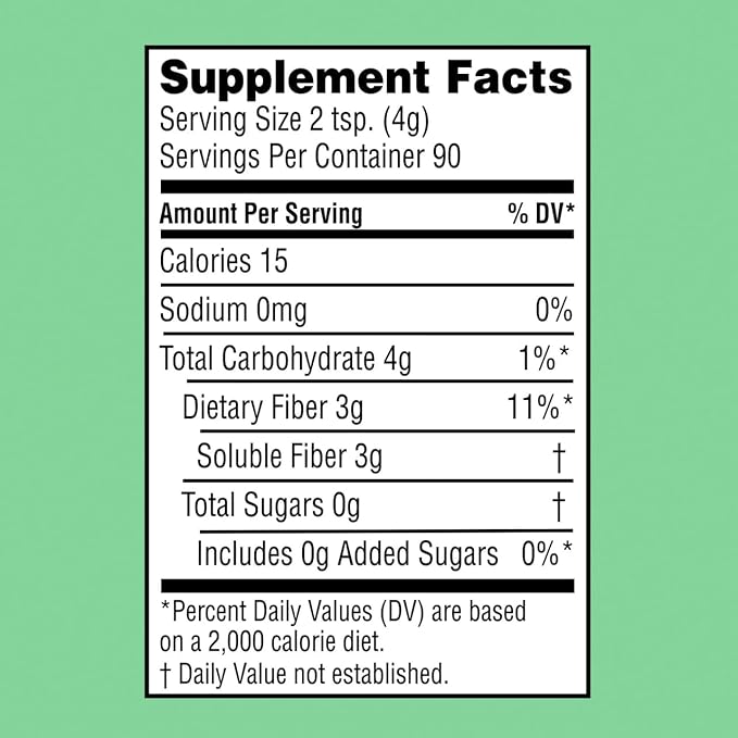 Equate Clear Soluble Fiber Powder Prebiotic Supplement 12.7 oz 90 Servings Sticker